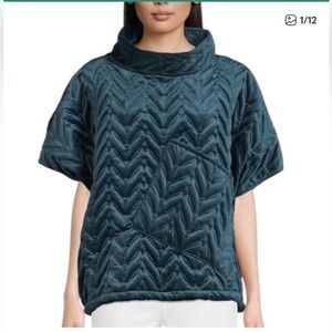 World Market Cecil Teal Blue Funnel Neck Lounge Poncho With Pocket L/XL